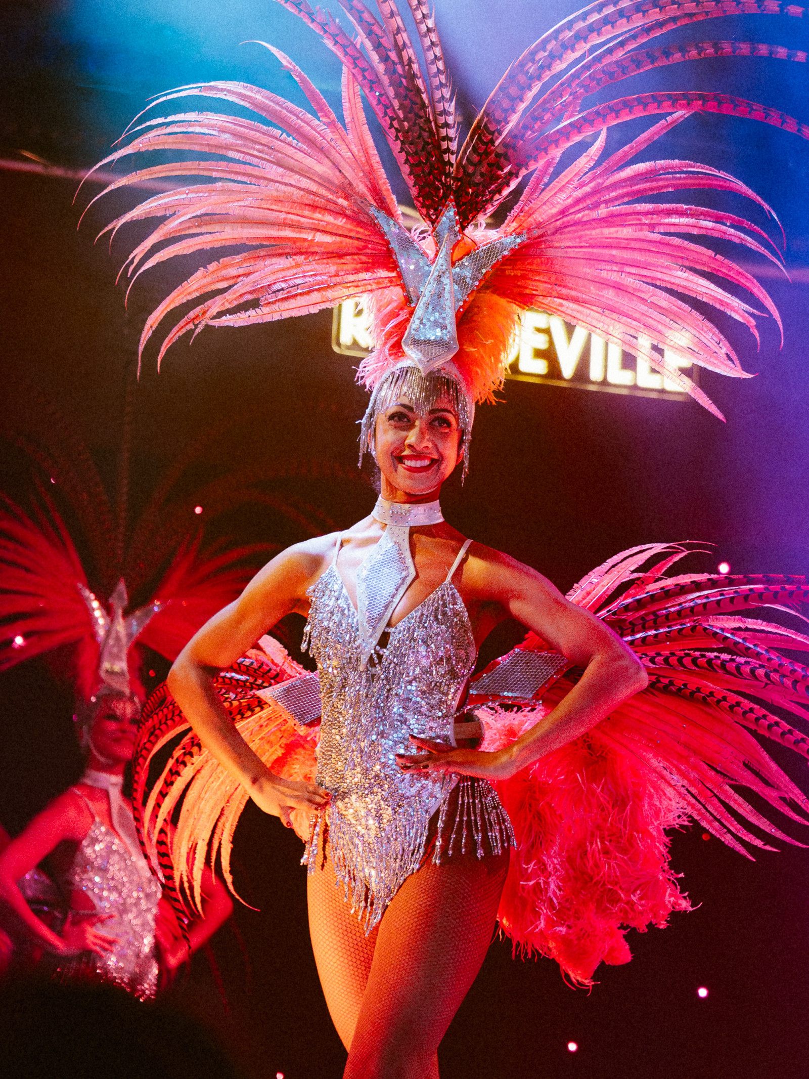 A burlesque performer in a variety show