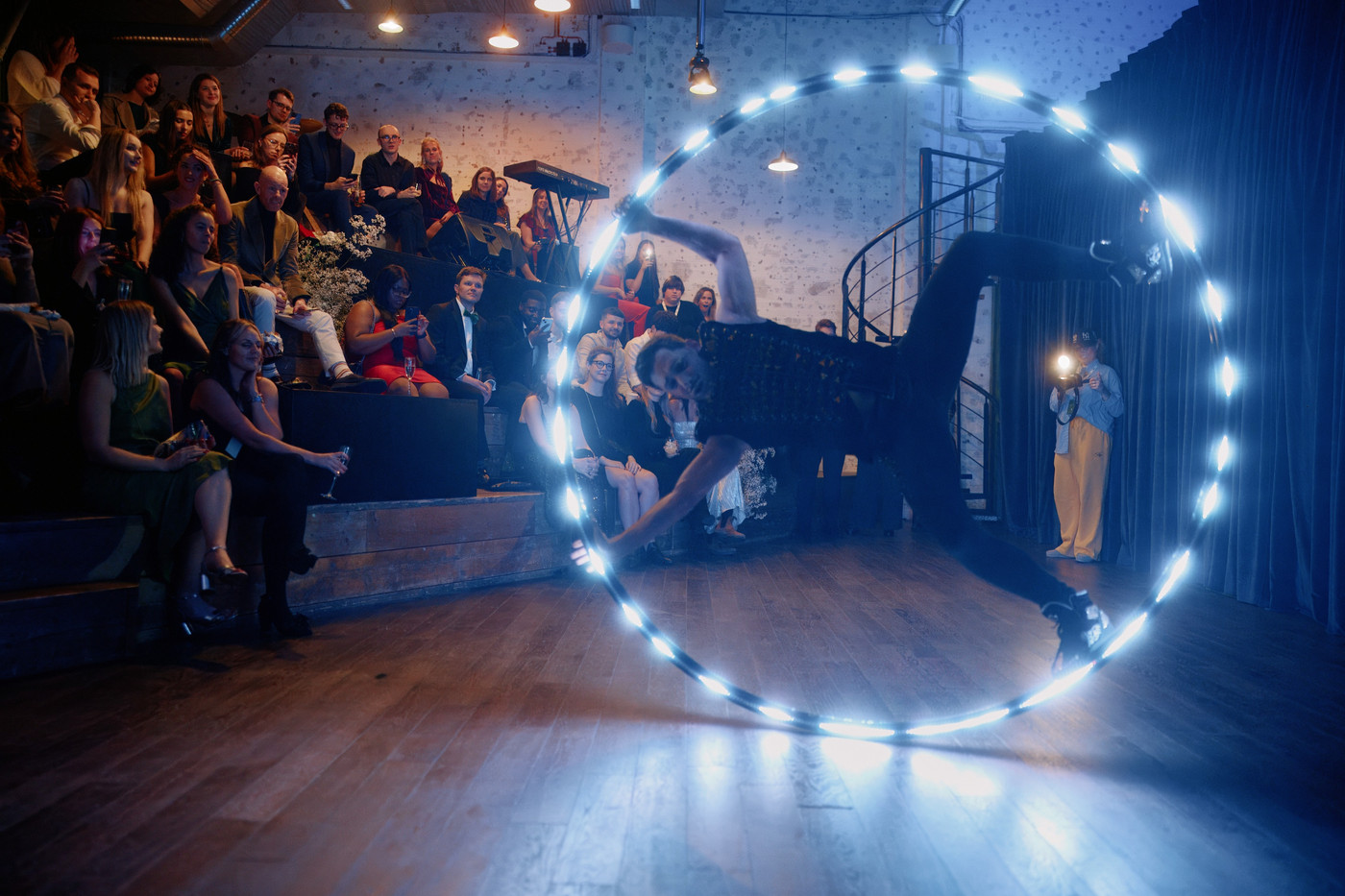 Cir wheel artist performing at a corporate party